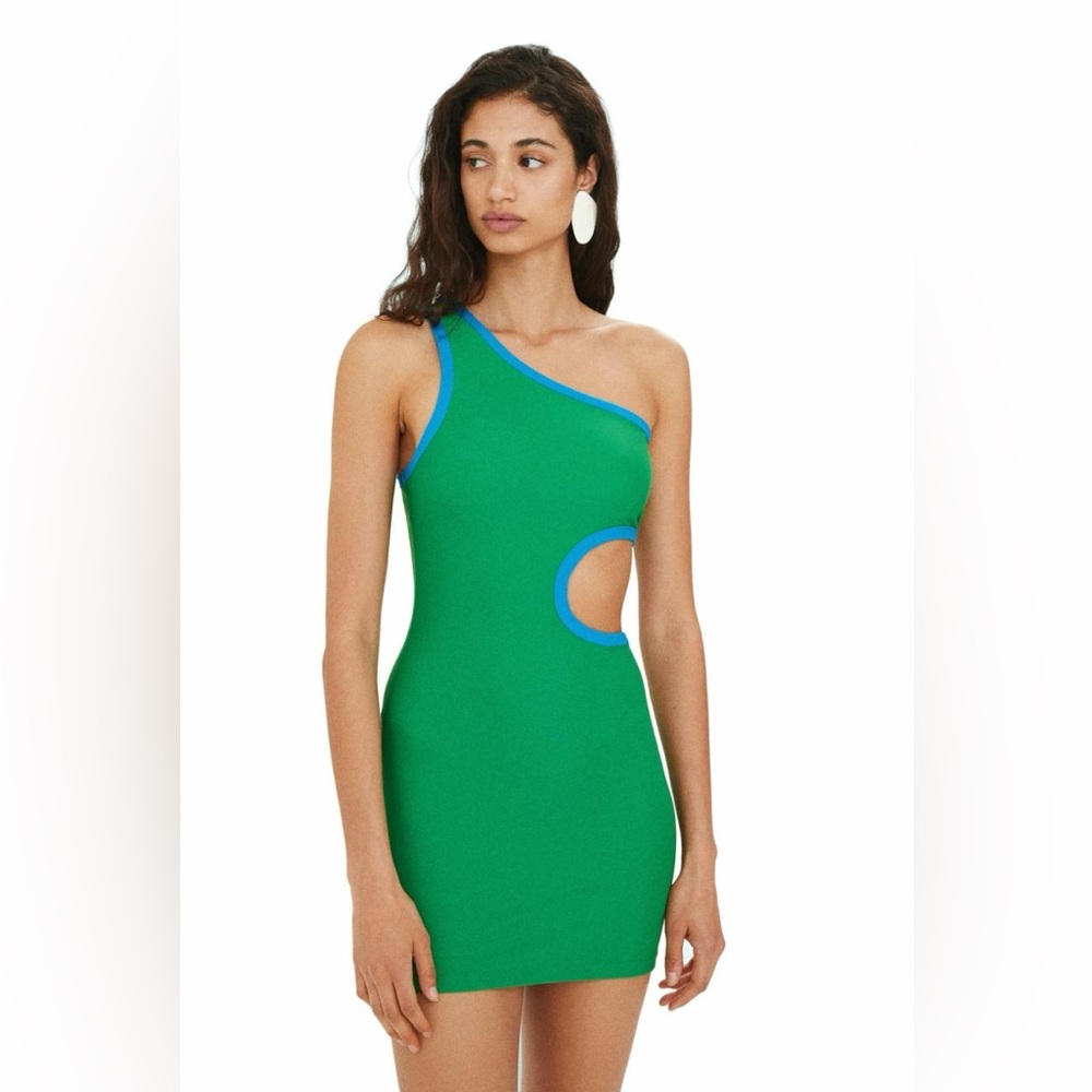 Simon Miller X Mango Abalone One Shoulder Dress Seaweed